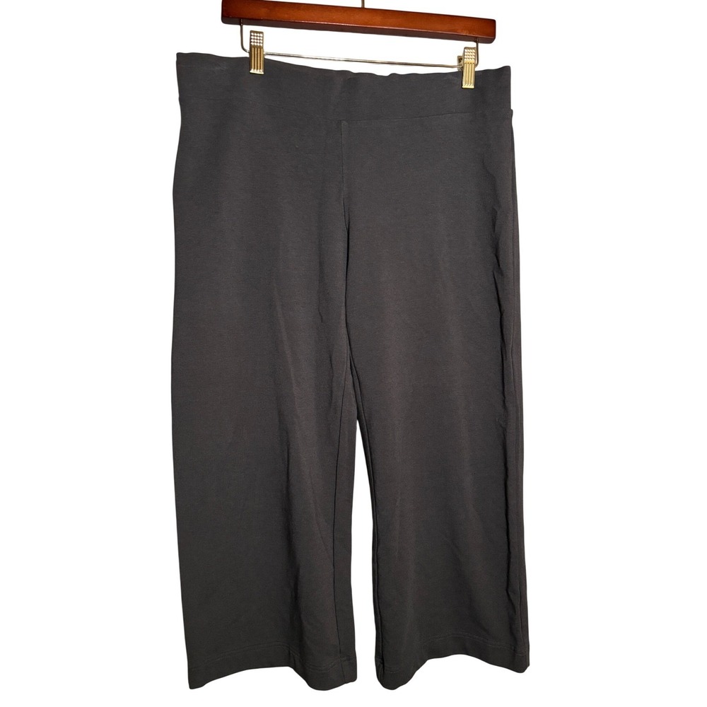 Pure‎ Jill J. Jill Gray Pima Cotton Modal Cropped Wide Leg Pants Womens M Cozy